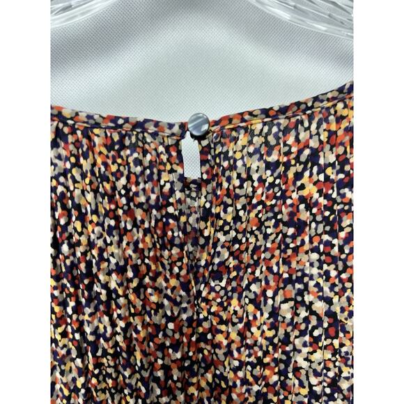 J. Jill Women's Multi-Colored Button-Front Long-Sleeved Pleated Crewneck Dress - Picture 5 of 9